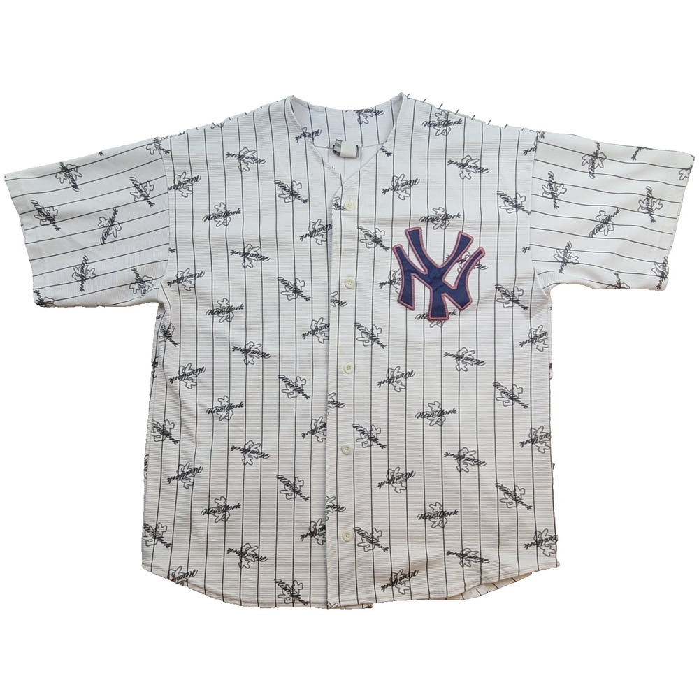 Majestic New York Yankees Script Baseball Jersey White Pinstripe XXL MLB Men